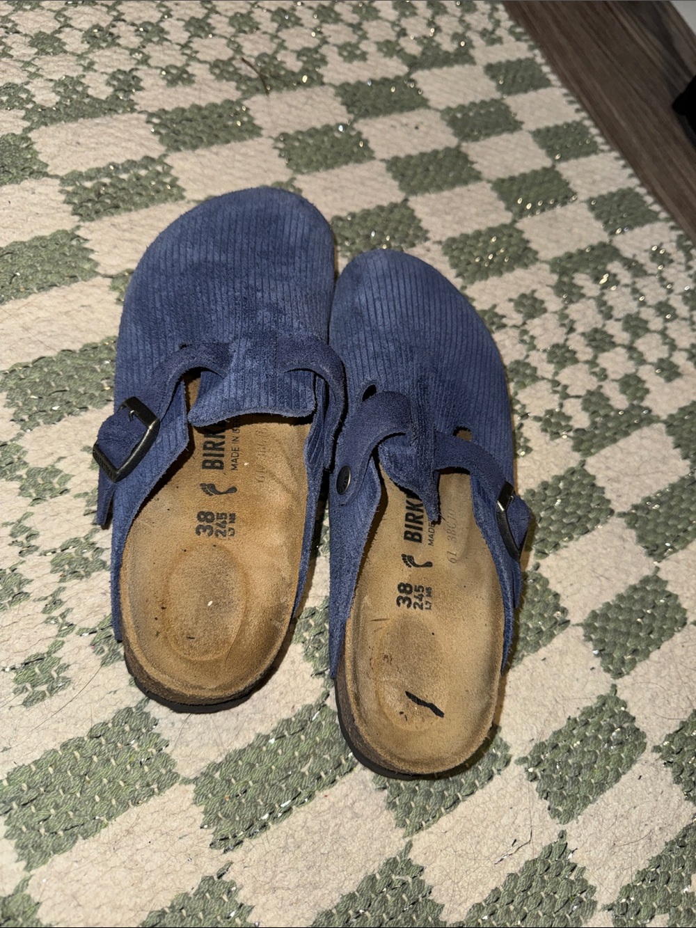 Birkenstock Boston Suede Embossed Corduroy Indigo